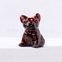 Décorations d'affichage de figurine de chien d'obsidienne d'acajou naturel, ornements en pierre d'énergie, 20x30mm
