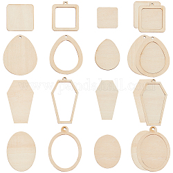 PH PandaHall 16pcs Wooden Embroidery Hoop with Cutouts 4 Styles Embroidery Hoop Pendants Wooden Stitch Hoop with Wood Pieces Mini Wooden Frames for DIY Pendant Keychain Necklace Embroidery Craft