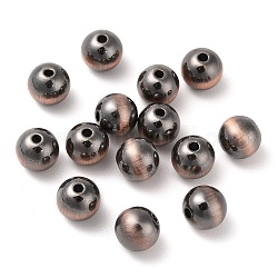 Perles acryliques opaques, ronde, cuivre plaqué, 8x7.5mm, Trou: 1.6mm