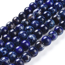 Натуральные имперские нитки из яшмы, окрашенные, круглые, Marine Blue, 10 мм, отверстие : 1.8 мм, около 40 шт / нитка, 15.51 дюйм (39.4 см)