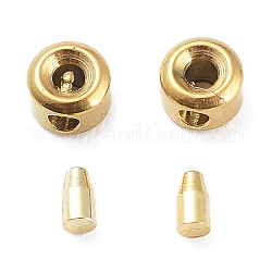 304 punte tallone in acciaio inox, rotondo e piatto, oro, 2x3mm, Foro: 1 mm, diametro interno: 1mm