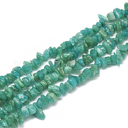 Chapelets de perles en amazonite naturelle, puce, 3~11x3~5x1~4mm, Trou: 1mm, Environ 380~400 pcs/chapelet, 33 pouce