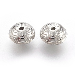 Ccb perline di plastica, rondelle con fiore, platino, 10x6.5mm, Foro: 1.5 mm