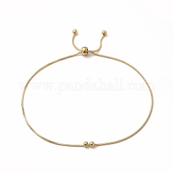 Ionenplattierung (IP) 304 Edelstahl-Armband mit runden Perlen und runden Schlangenketten für Damen, echtes 14k vergoldet, 9-1/2 Zoll (24 cm)