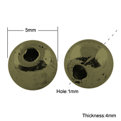 Abalorios de aleación de estilo tibetano, Sin cadmio y níque y plomo, redondo, Bronce antiguo, 5x4mm, agujero: 1 mm