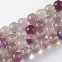 Chapelets de perles en fluorite naturel, ronde, 8mm, Trou: 1mm, Environ 52 pcs/chapelet, 16.14~16.33 pouce (41~41.5 cm)