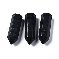Abalorios de turquesa sintético, teñido, lápiz, negro, 35.5x12x11mm