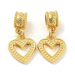 Ciondoli pendenti europei in lega di stile tibetano, Ciondoli di grandi dimensioni, cuore vuoto, oro, 25mm, ciondoli:14.5x13x2mm, Foro: 4.5 mm