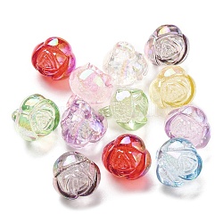 Радужные радужные прозрачные акриловые пузырьковые подвески с УФ-покрытием, роза, разноцветные, 16x14.5x14 мм, отверстие : 2.7 мм