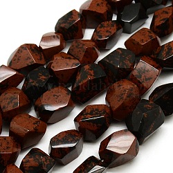 Nuggets natürlichen Mahagoniholz ​​Obsidian Perlen Stränge, 11~18x11~13 mm, Bohrung: 1 mm, ca. 26 Stk. / Strang, 15.7 Zoll