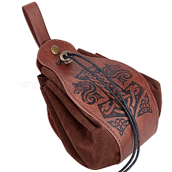 Сумка на пояс из искусственной кожи и замши, поясная сумка с кулиской, чру булава шаблон, кокосового коричневый, 71 см