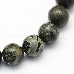 Natural Serpentine/Green Lace Stone Round Beads Strands, 8.5mm, Hole: 1.2mm, about 47pcs/strand, 15.5 inch