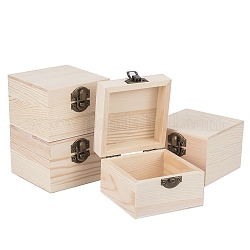木製収納ボックス  アクセサリー箱  金属の留め金付き  バリーウッド  9.9x9.1x6.5cm  内径：76x75mm