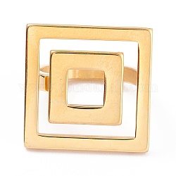 イオンプレーティング（ip）ユニセックス304ステンレスフィンガー指輪  正方形  ゴールドカラー  サイズ6~9  3mm  内径：16.5~18.9mm