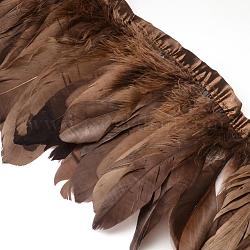 ファッションガチョウの羽フェザー布地連売り服飾材料パーツ  ココナッツブラウン  100~180x38~62mm  約2 M /袋