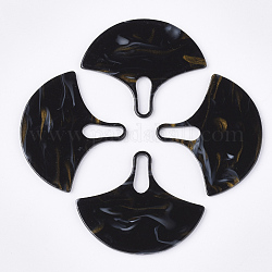 Pendenti in cellulosa acetato (resina), foglia di ginkgo, nero, 43x51.5x2mm, Foro: 16x4.5 mm