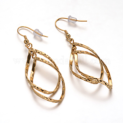 Twist Horse Eye 304 Stainless Steel Dangle Earrings, Hypoallergenic Earrings, Golden, 63x20x5mm, Pin: 1x0.8mm