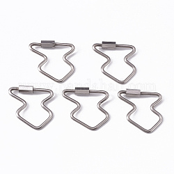 304 Stainless Steel Screw Carabiner Lock Charms, for Necklaces Making, Fish, Stainless Steel Color, 26.5x25x4mm, Screw: 4x8mm