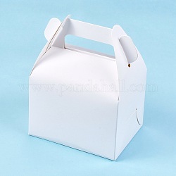 Boîte de papier kraft pliable, boîte d'emballage cadeau, récipient de boîte de petit gâteau de gâteau de boulangerie, rectangle, blanc, déplier: 42.7x22.5x0.03cm, produit fini : 11.5x8.5x15cm.