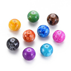 Pintura para hornear perlas acrílicas opacas, redondo, color mezclado, 12x11.5mm, agujero: 2 mm, aproximamente 510 unidades / 500 g