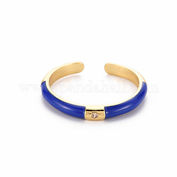 Anelli per polsini in ottone smaltato, anelli aperti, con chiaro zirconi, nichel libero, oro, blu, misura degli stati uniti 8 (18.1mm)