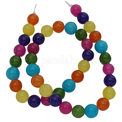 Tinti giada naturale perline fili, tondo, colorato, circa6 mm di diametro, Foro: 0.8 mm, circa 65pcs/filo, 15.5 pollice