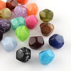 Perles acryliques imitation pierre précieuse, couleur mixte, 20x22x21mm, Trou: 3mm, environ 89 pcs/500 g