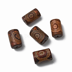 Perline dzi tibetane a 3 occhio, agata naturale perle, tinti e riscaldato, colonna, cioccolato, 20~29x12~17mm, Foro: 2~3 mm