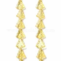 Chapelets de perles en verre transparent, arbres de Noël, jaune, 15.5~16x14.5~15x4.5~5mm, Trou: 1mm, Environ 40 pcs/chapelet, 25.20~25.59 (64~65 cm)
