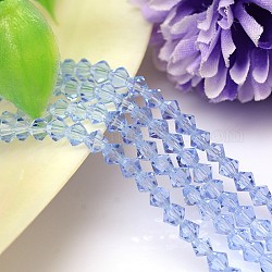 Imitazione sfaccettato cristallo austriaco fili di perle, grado aaa, bicono, azzurro, 4x4mm, Foro: 0.7~0.9 mm, circa 200pcs/filo, 28 pollice