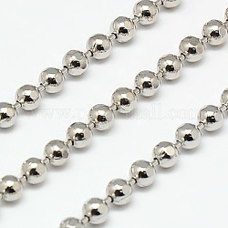 Electroplate Faceted Brass Round Ball Chains, Soldered, with Spool, Platinum, 3.2mm