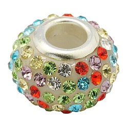 Perline di resina strass, con colore argento due nuclei in ottone, grado a, rondelle, colorato, 10x7mm, Foro: 2.5 mm