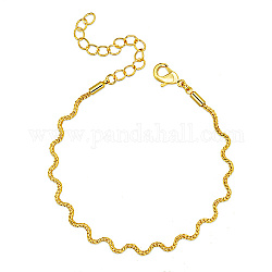 Pulseras de cadena de eslabones ondulados de latón para mujer, dorado, 5-7/8 pulgada (15 cm)
