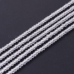 Transparent Glass Beads Strands, Faceted, Round, Clear, 2mm, Hole: 0.6mm, about 182~201pcs/strand, 14.57~15.24 inch((37~38.7cm)