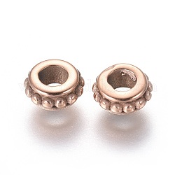 Placcatura ionica (ip) 304 perline distanziatrici in acciaio inossidabile, anello, oro roso, 6.5x3mm, Foro: 3 mm
