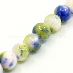 Abalorios de jade natural persa hebras, teñido, redondo, caqui claro, 6mm, agujero: 1 mm, aproximamente 62 pcs / cadena, 16 pulgada