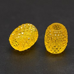 Barrel Resin Beads, Gold, 15x12mm, Hole: 5mm
