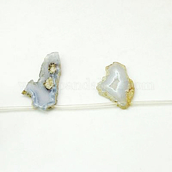 Natural Blue Chalcedony Beads Strands, Light Steel Blue, 20~50x16~30x5~7mm, Hole: 1mm, about 9pcs/strand, 16 inch