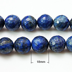 Нитки бусины из натурального ляписа-лазури, граненые круглые, темно-синий, 18 мм, отверстие : 1 мм, около 22 шт / нитка, 15.7 дюйм
