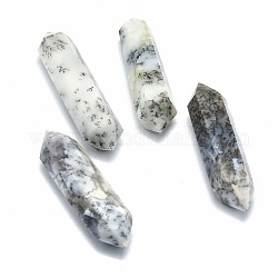 Perles d'opale africaine blanche naturelle, pierres de guérison, baguette magique de thérapie de méditation d'équilibrage d'énergie de reiki, pas de trous / non percés, point double terminé, 54~55x13~16x12~14mm