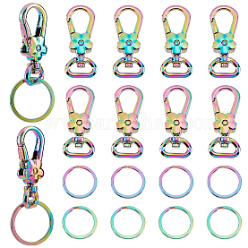 WADORN DIY Keychain Making Kit, Including 8Pcs Alloy Swivel Clasps &  Lobster Claw Clasps, 304 Stainless Steel Split Key Rings, Rainbow Color,  16Pcs/box