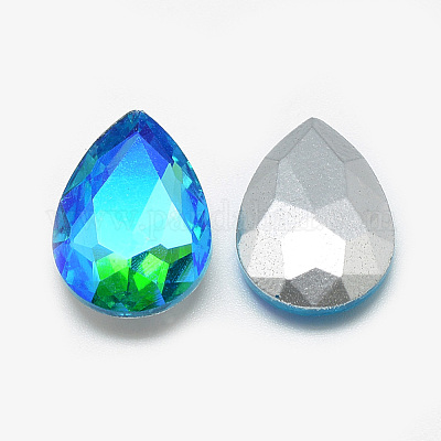 Заостренные заднее стекло горный хрусталь кабошоны RGLA-T017-10x14mm-05-1