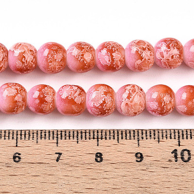 Выпечка окрашенные стеклянные бусины пряди DGLA-N008-8mm-01-1