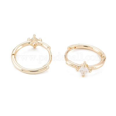 Латунные серьги-кольца из прозрачного кубического циркония KK-D063-06G-1