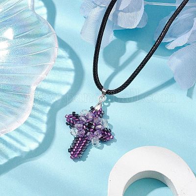 Ожерелья с подвесками из прозрачного гальванического стекла NJEW-MZ00040-05-1