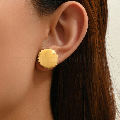 Элегантные плоские круглые серьги-гвоздики неправильной формы из нержавеющей стали 201 EV2477-1