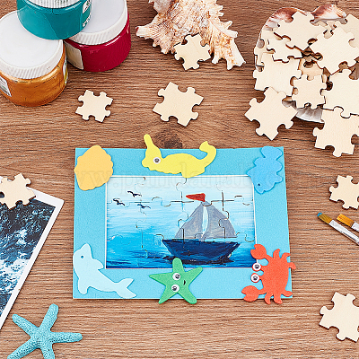 100PCS Blank Puzzles, Freeform Blank Puzzle Pieces Blank Wooden