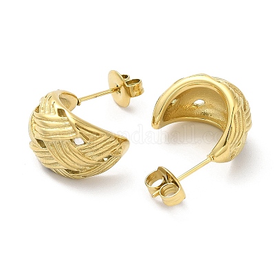 Серьги-гвоздики в форме полумесяца из нержавеющей стали 304 EJEW-I286-04G-1