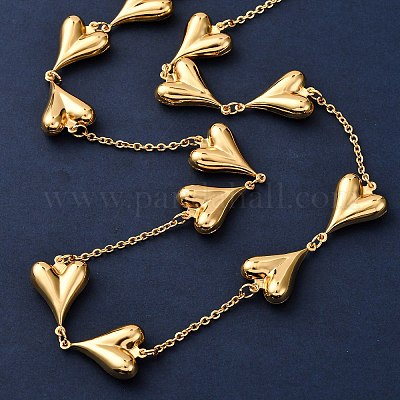 Ожерелья из нержавеющей стали 304 в форме сердца для женщин NJEW-G178-02G-01-1