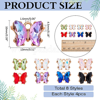 32 шт. 8-х цветные подвески из сплава стекла FIND-ME0001-95-1